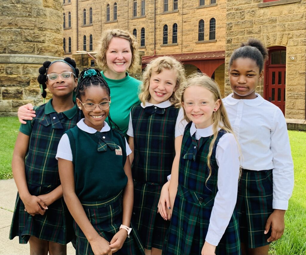 Mrs. McDonald and Girls at St. Meinrad's